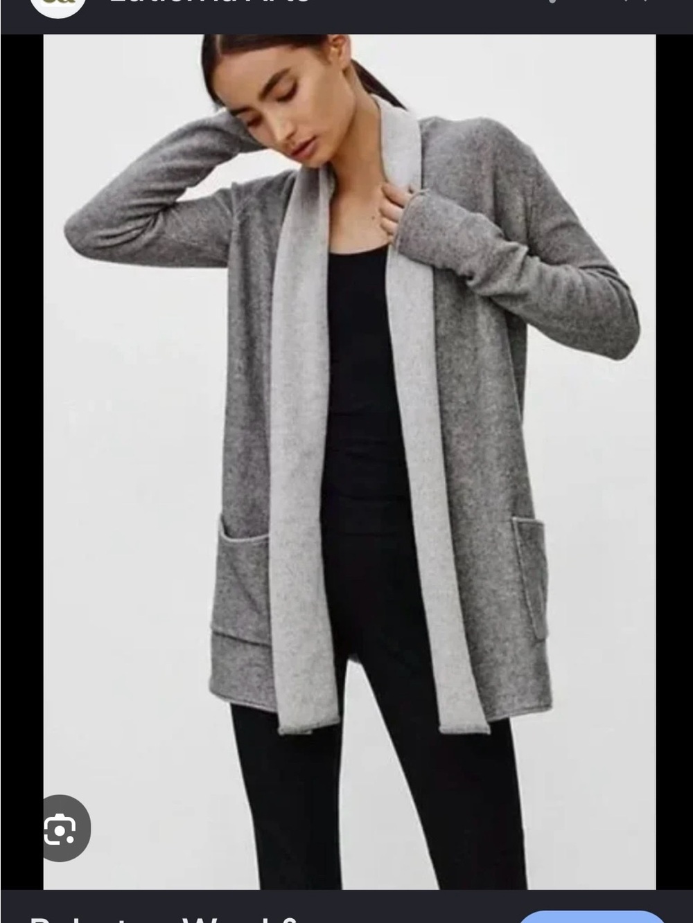 Babaton Two-Tone Gray Open-Front Cardigan - Cashmere Blend - Picture 1 of 8